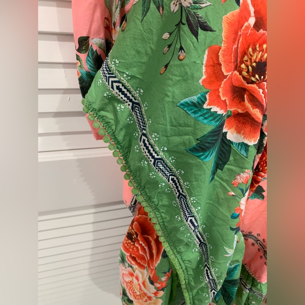 EUC Farm Rio Marisol halter top maximalist flower maxi dress boho tassels Large - Picture 8 of 14